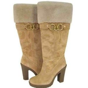 Coach Luci Tall Boots - Camel Suede